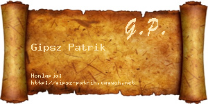 Gipsz Patrik névjegykártya